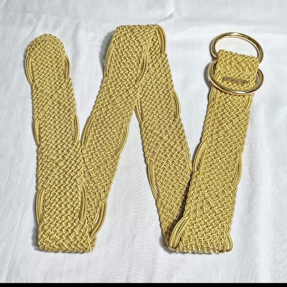 LAUREN by Ralph Lauren Wide Gold Braided Woven Belt, 44 Inches